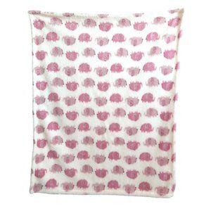 Baby Gear Elephant Pink & Ivory Soft Fleece Baby Blanket Lovey 30" X 36"